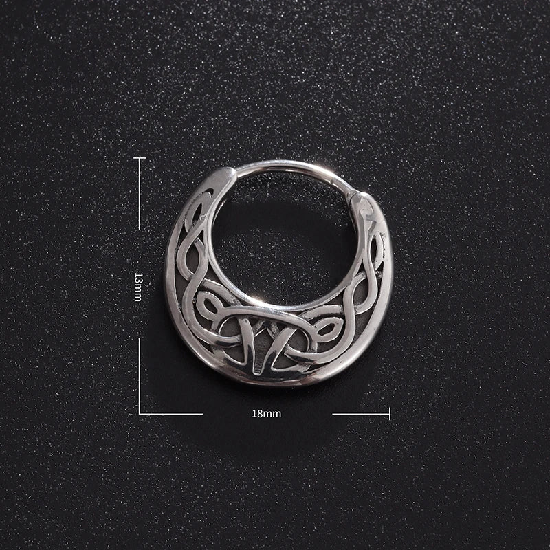Nordic Viking Silver Hoop Earrings