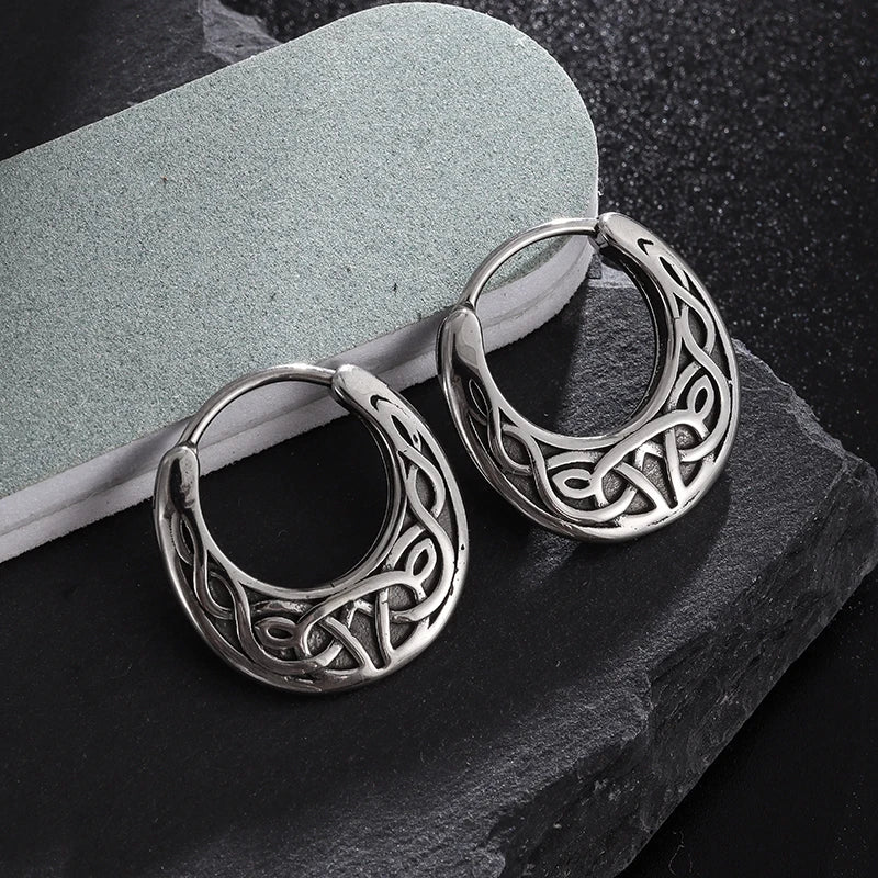 Nordic Viking Silver Hoop Earrings