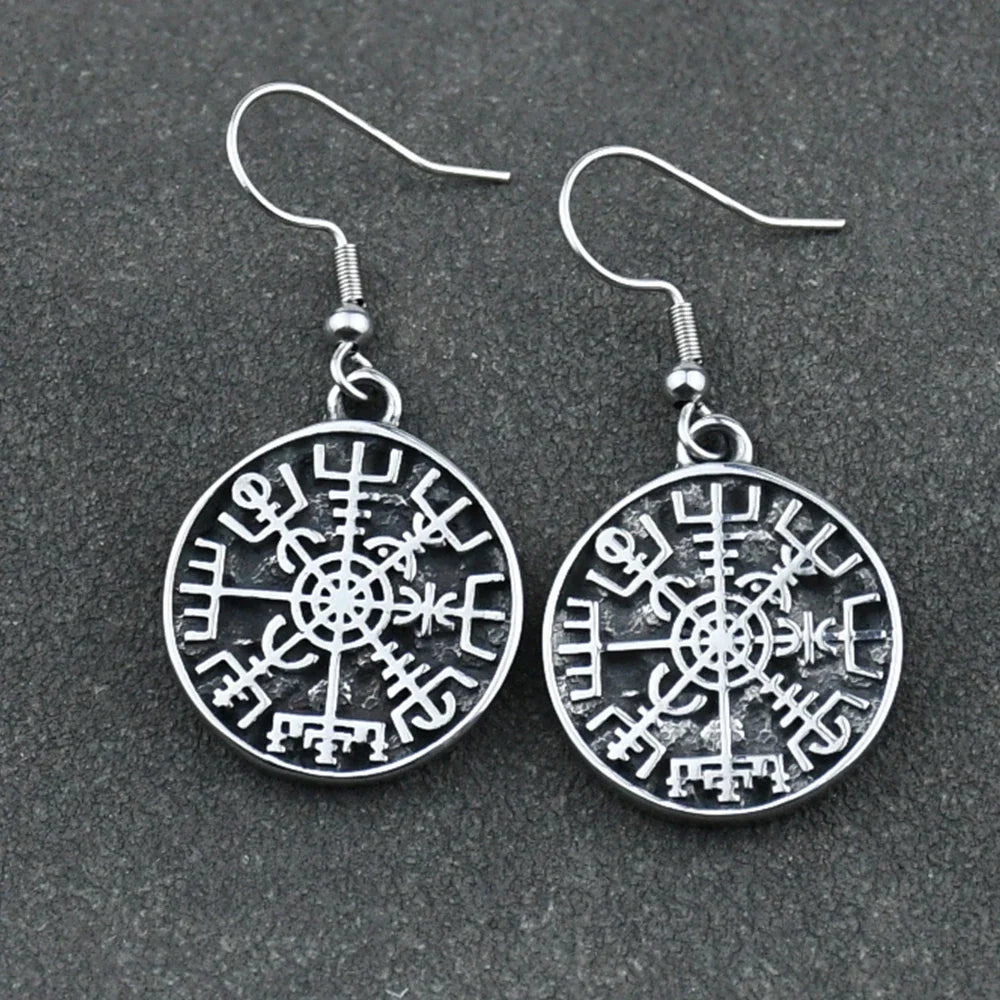 Dangling Earrings Compass Vegvisir Viking