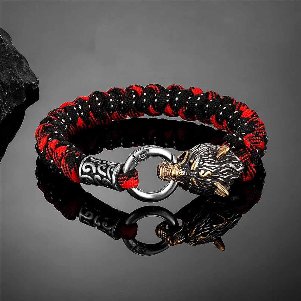 Fenrir Survival Bracelet - Viking Wolf Parachute Cord Bracelet