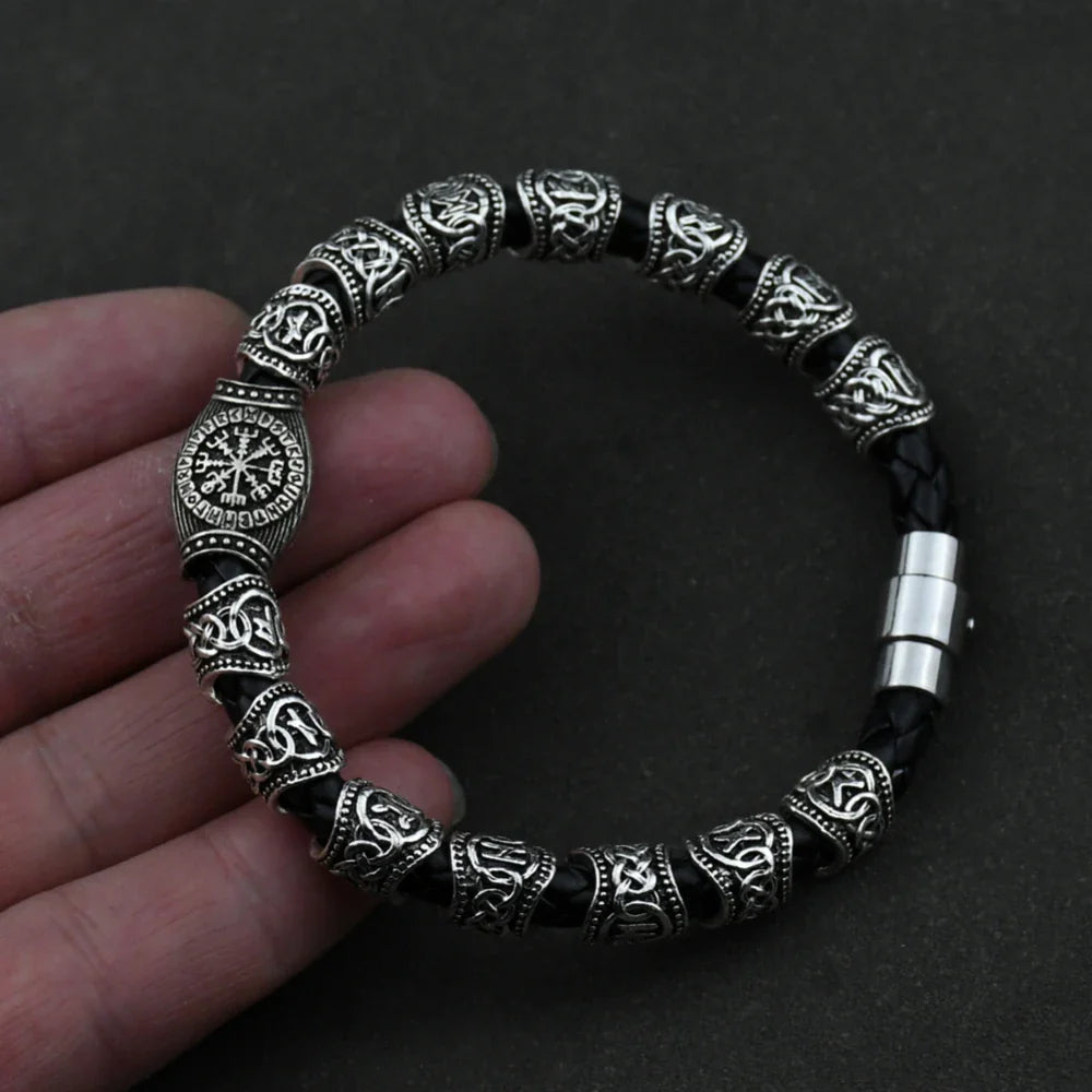 Men's Viking Nordic Runes Silver Bracelet