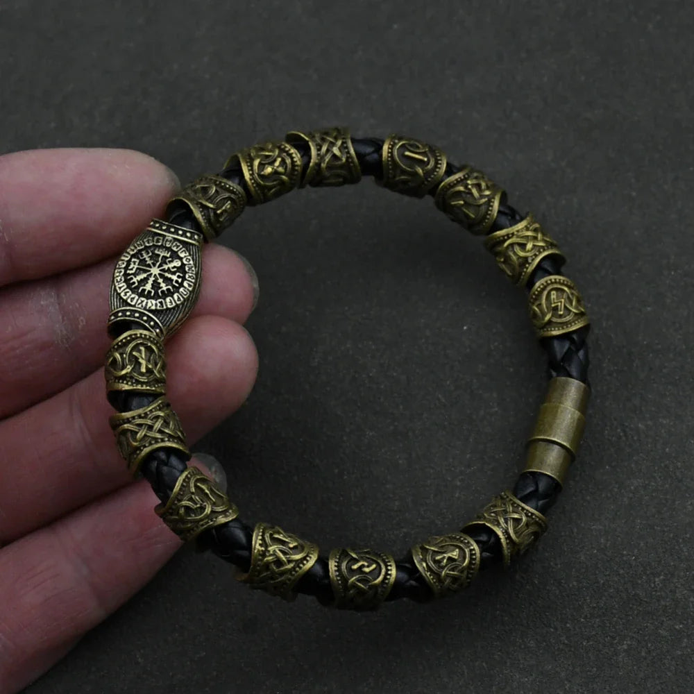 Men's Viking Nordic Runes Gold Bracelet