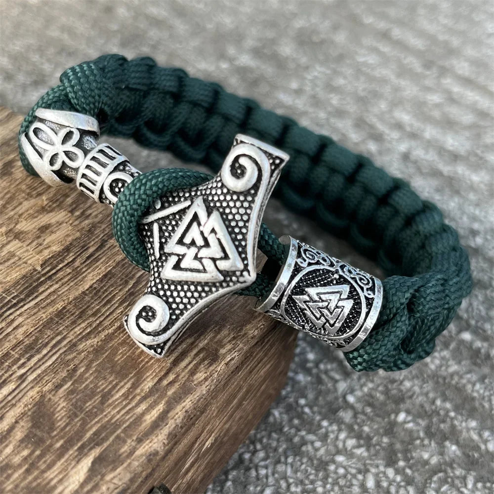Mjolnir Bracelet - Thor Hammer Viking Green