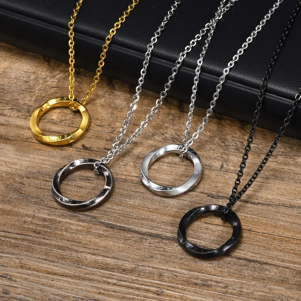Viking Necklace Round Runic Pendant