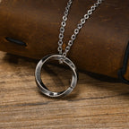 Viking Necklace Round Runic Pendant steel