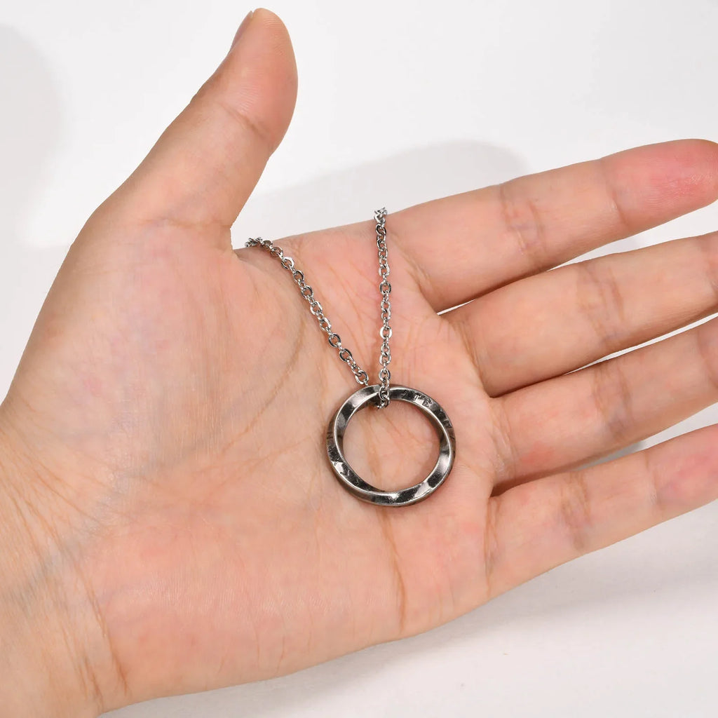 Viking Necklace Round Runic Pendant steel 23