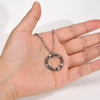 Viking Necklace Round Runic Pendant steel 23