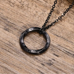 Viking Necklace Round Runic Pendant black