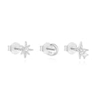 Crescent Moon and Stars Stud Earrings
