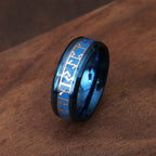 Blue Runic Viking Ring