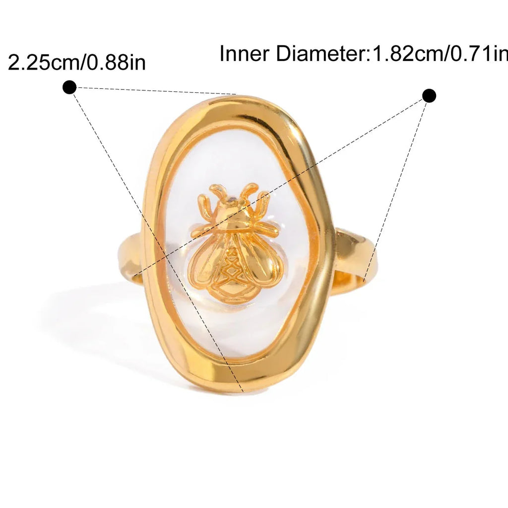 Wide bee ring for women