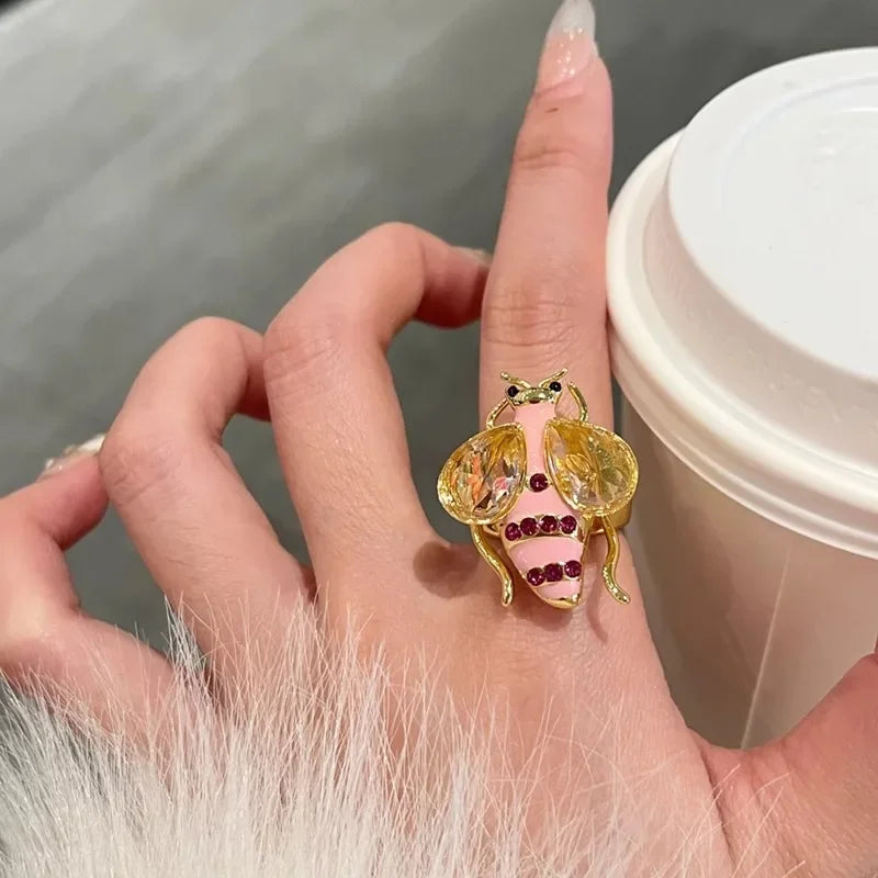 Pink bee ring for women
