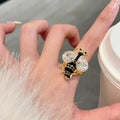 Black bee ring for women