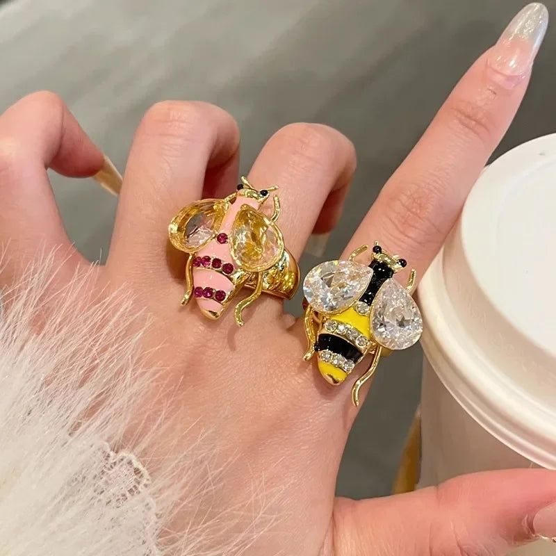 Pink bee ring for women