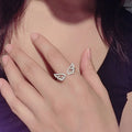 Angel wing ring with rhinestones