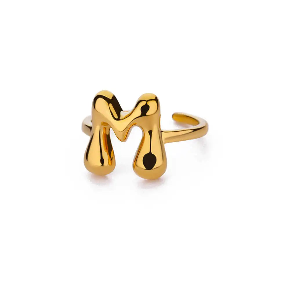 Custom adjustable ring with initial m