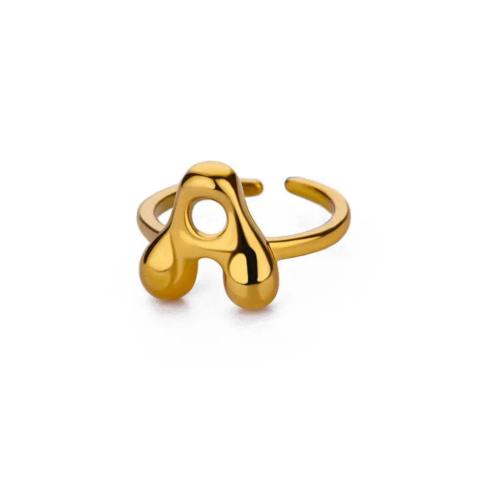 Custom adjustable ring with initial a
