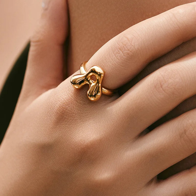 Custom adjustable ring with initial a