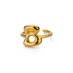 Custom adjustable ring with initial b
