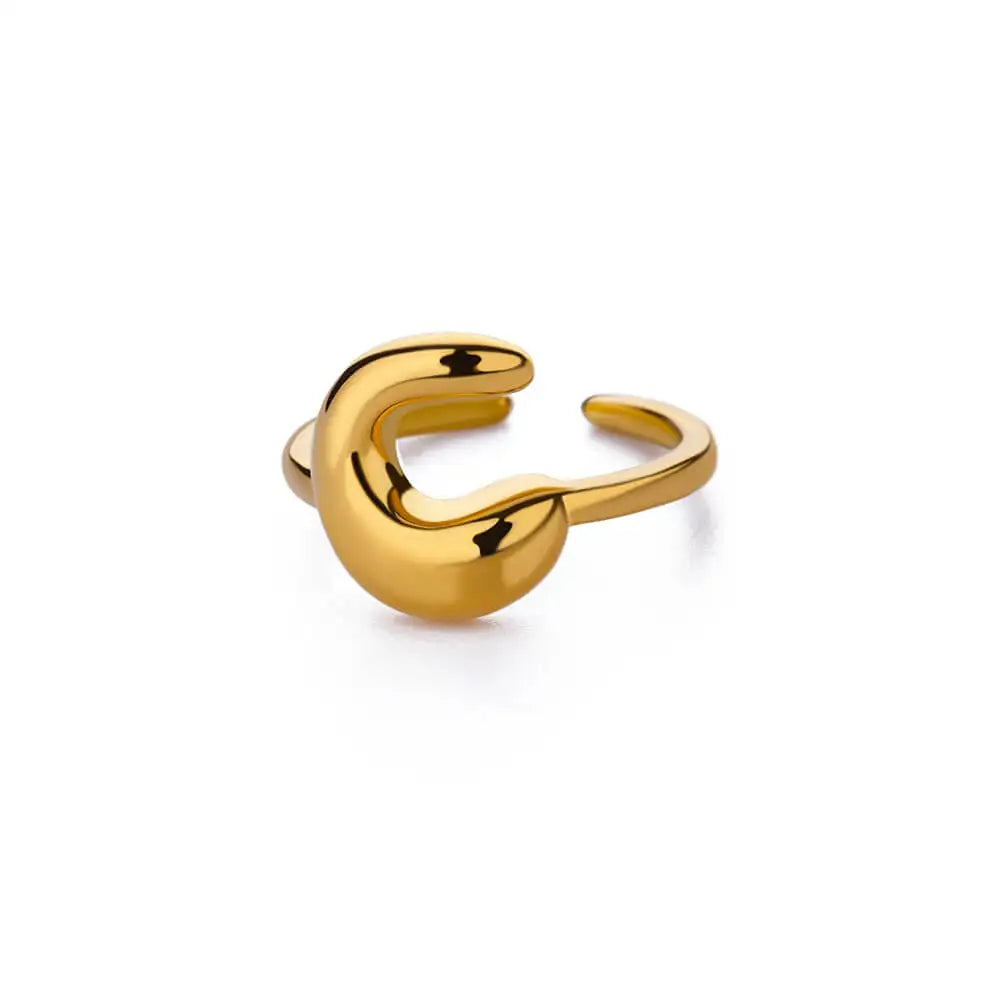 Custom adjustable ring with initial c