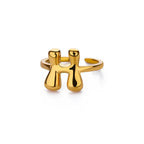 Custom adjustable ring with initial h