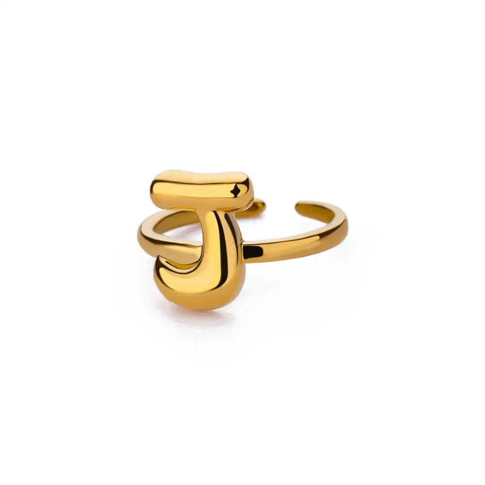 Custom adjustable ring with initial j