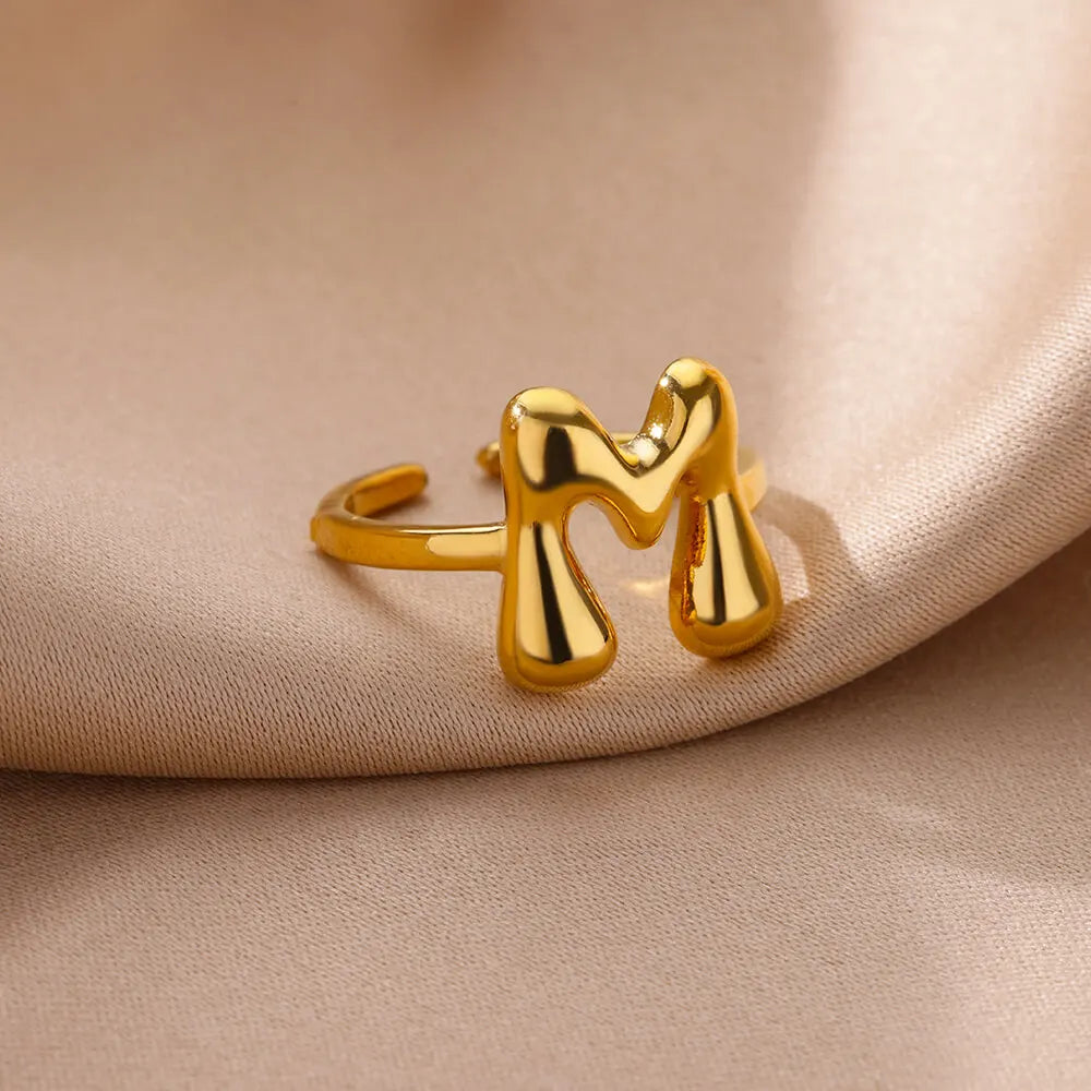 Custom adjustable ring with initial
