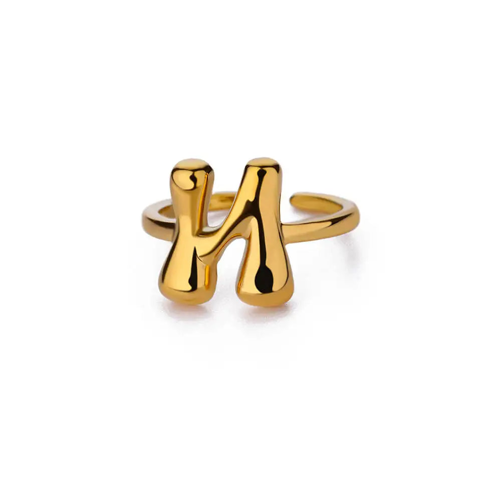 Custom adjustable ring with initial n