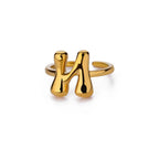 Custom adjustable ring with initial n