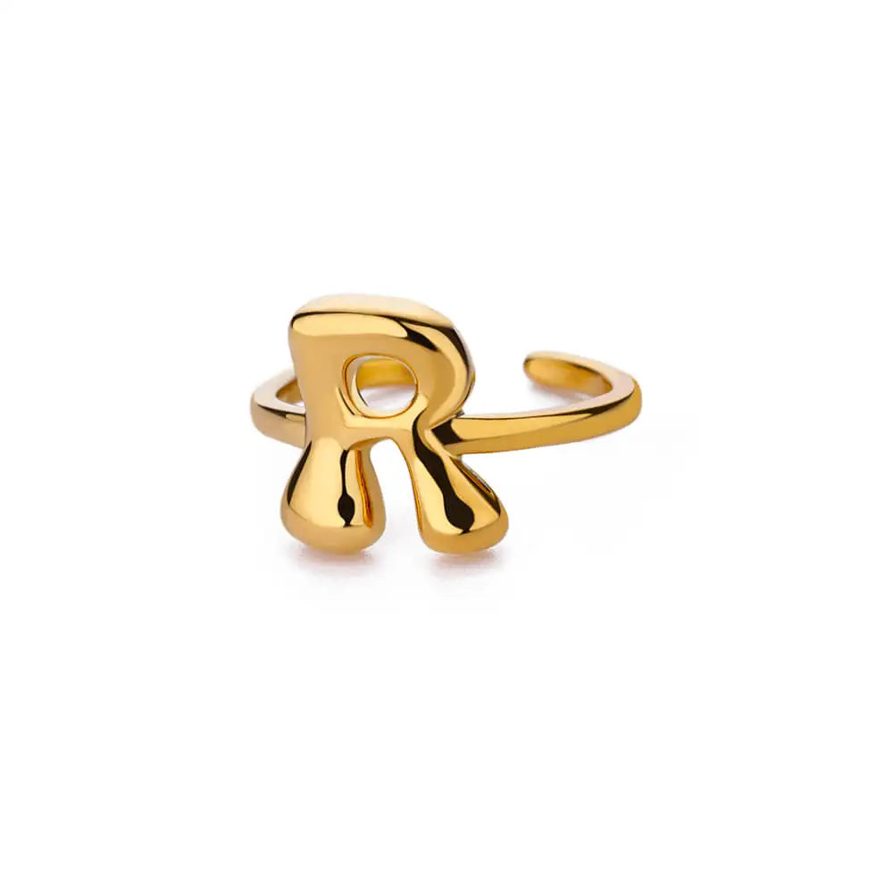 Custom adjustable ring with initial r