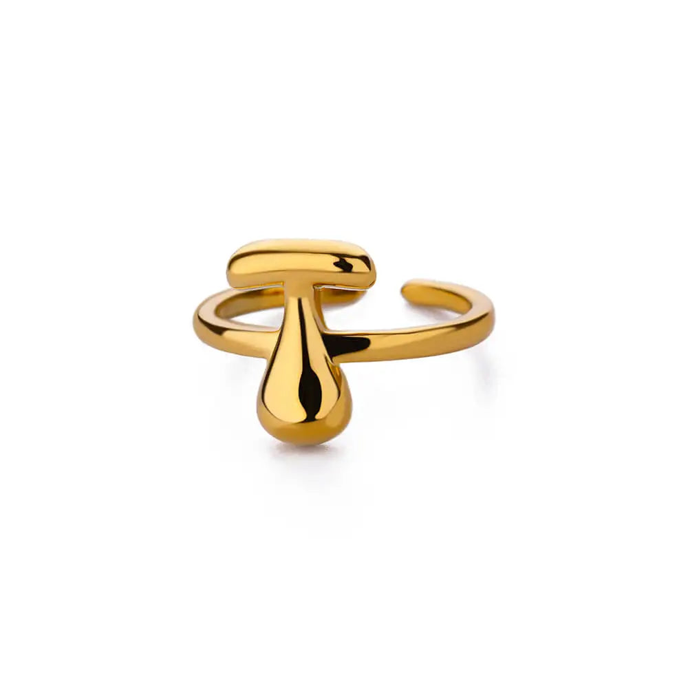 Custom adjustable ring with initial t