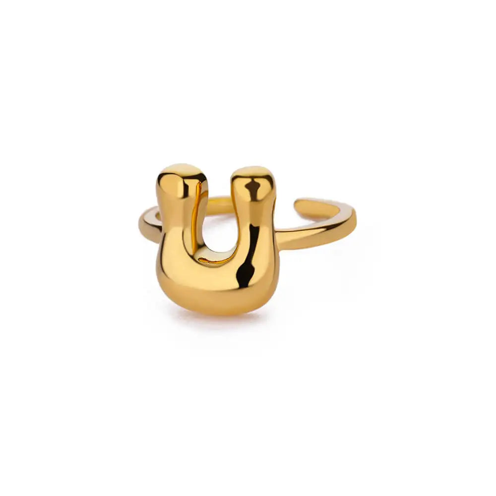 Custom adjustable ring with initial u