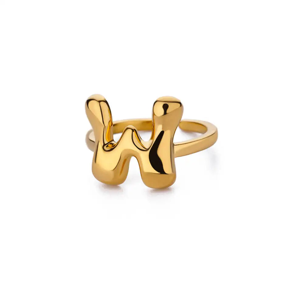 Custom adjustable ring with initial w