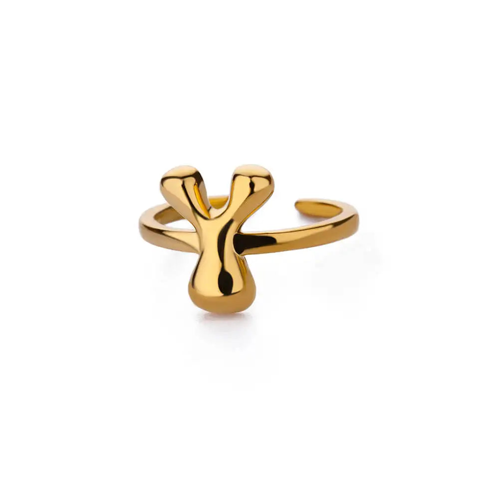Custom adjustable ring with initial y