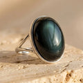 Adjustable "Awakening of the Soul" ring in celestial eye obsidian 