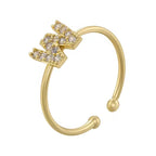 Adjustable ring initial - letter W