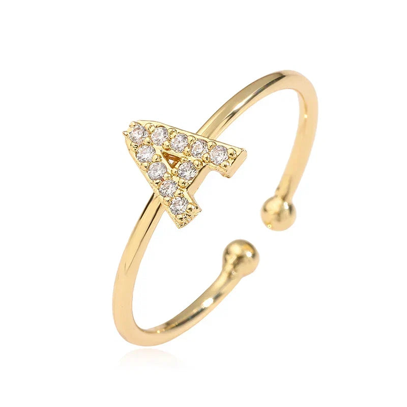 Custom adjustable ring with initial a