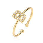 Custom adjustable ring with initial b