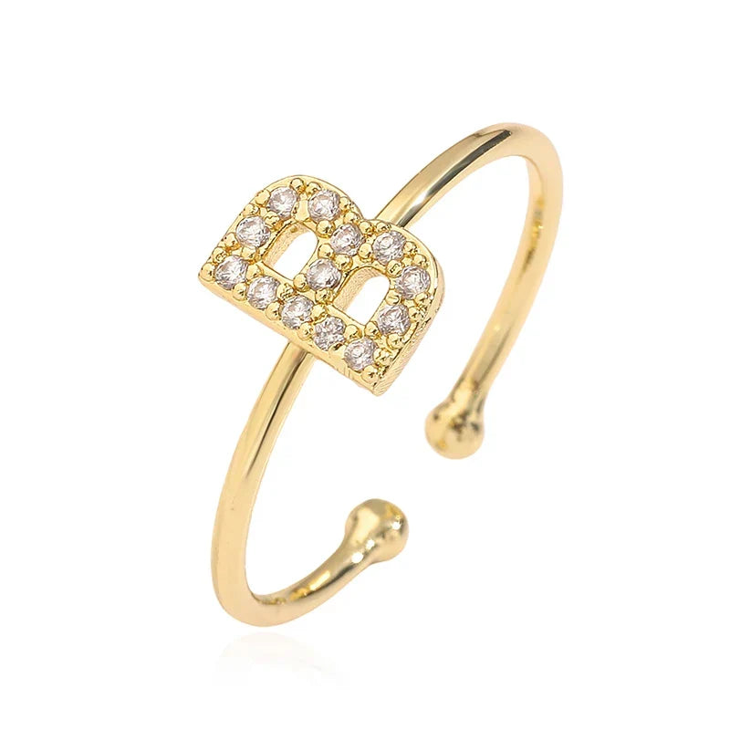 Custom adjustable ring with initial b