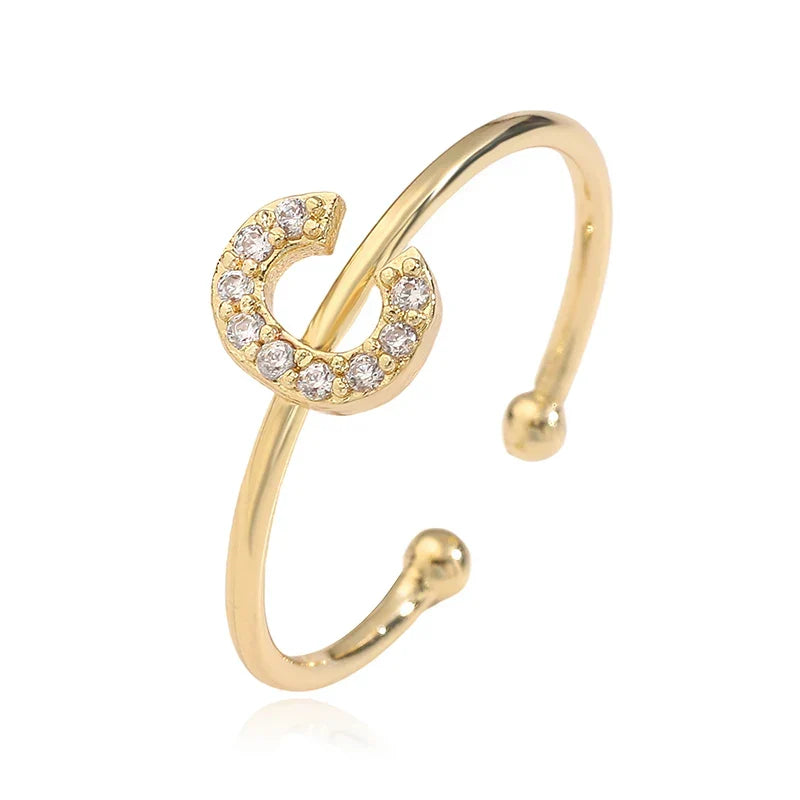 Custom adjustable ring with initial c