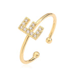 Custom adjustable ring with initial e
