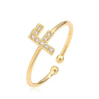 Custom adjustable ring with initial f