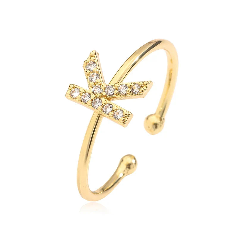 Custom adjustable ring with initial k