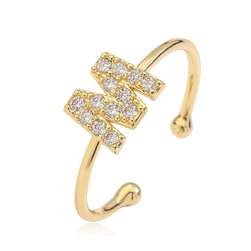 Custom adjustable ring with initial m