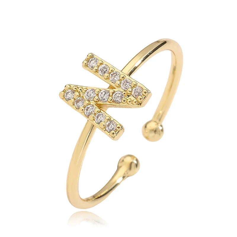 Custom adjustable ring with initial n