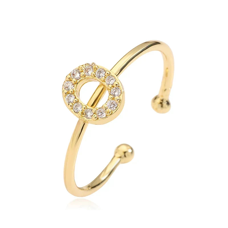 Custom adjustable ring with initial o
