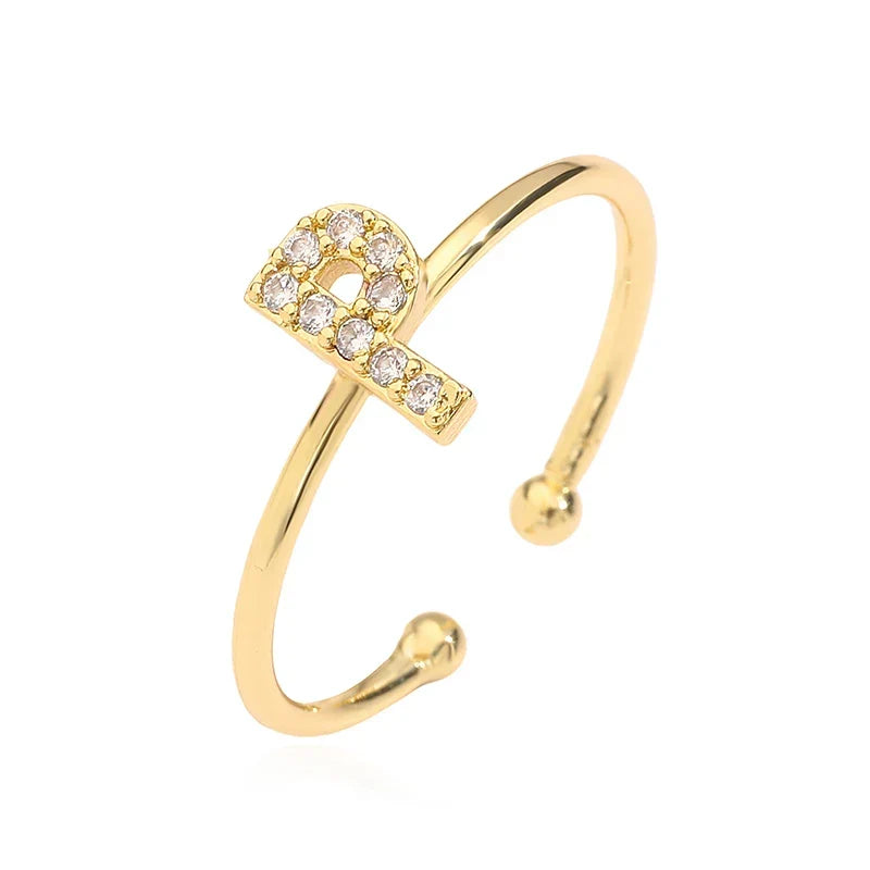 Custom adjustable ring with initial p