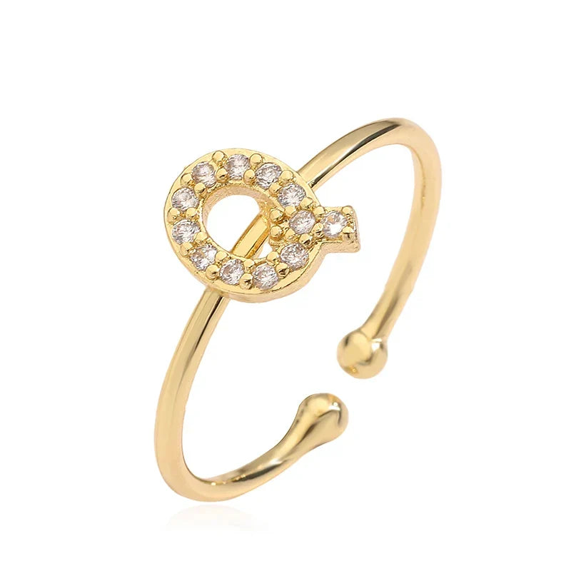 Custom adjustable ring with initial q
