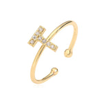 Custom adjustable ring with initial t