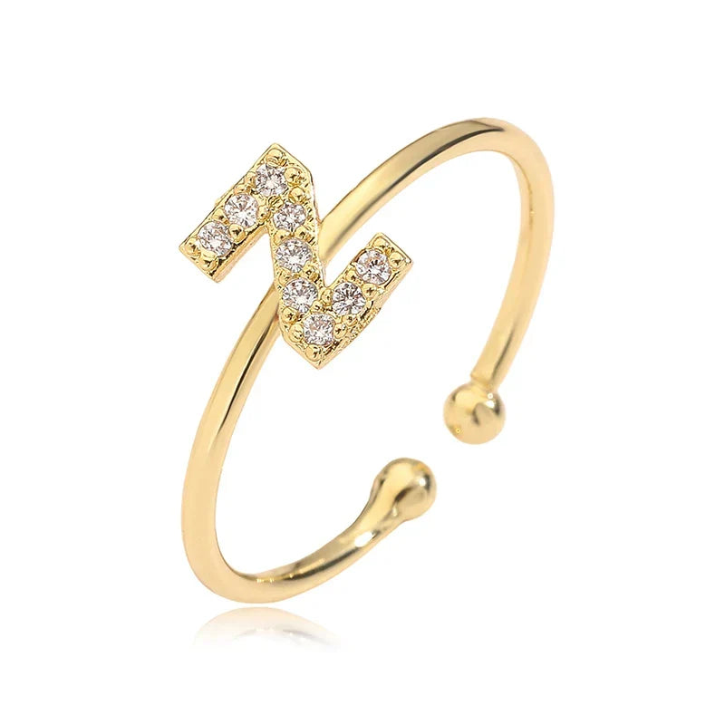 Custom adjustable ring with initial z